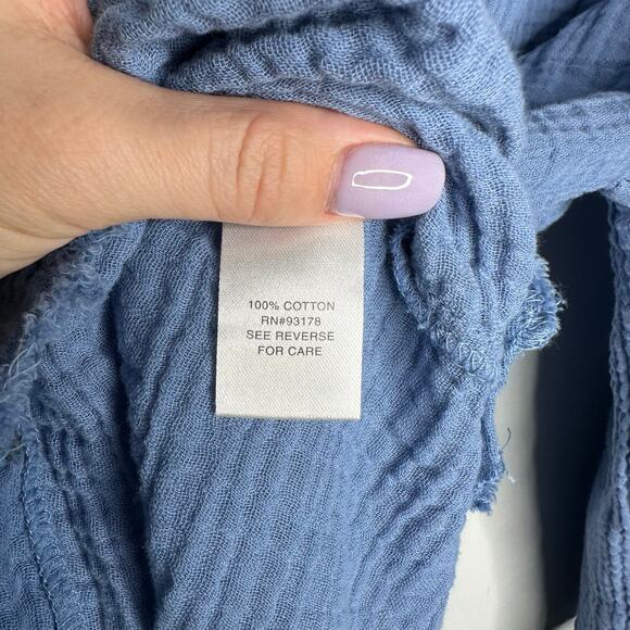 Chelsea and Theodore Women’s Baby Blue Cotton Bohemian Raw Hem Blouse Size XS - Picture 5 of 7